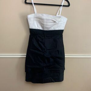BCBGMaxAzria Strapless Silk Cocktail Dress Black and White Size 6